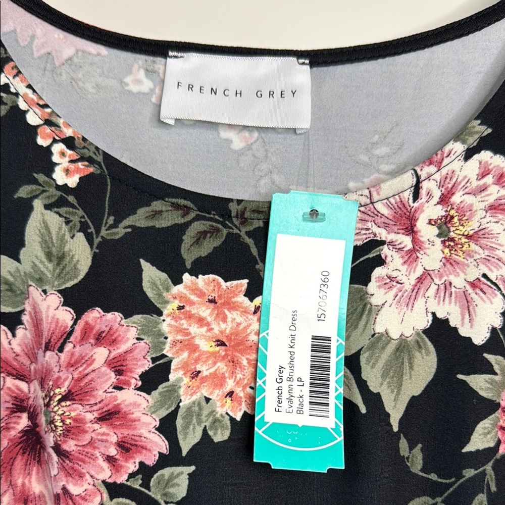 French Grey Evalynn Brushed Knit Floral Sleeveless Dress Size LP - Picture 2 of 5